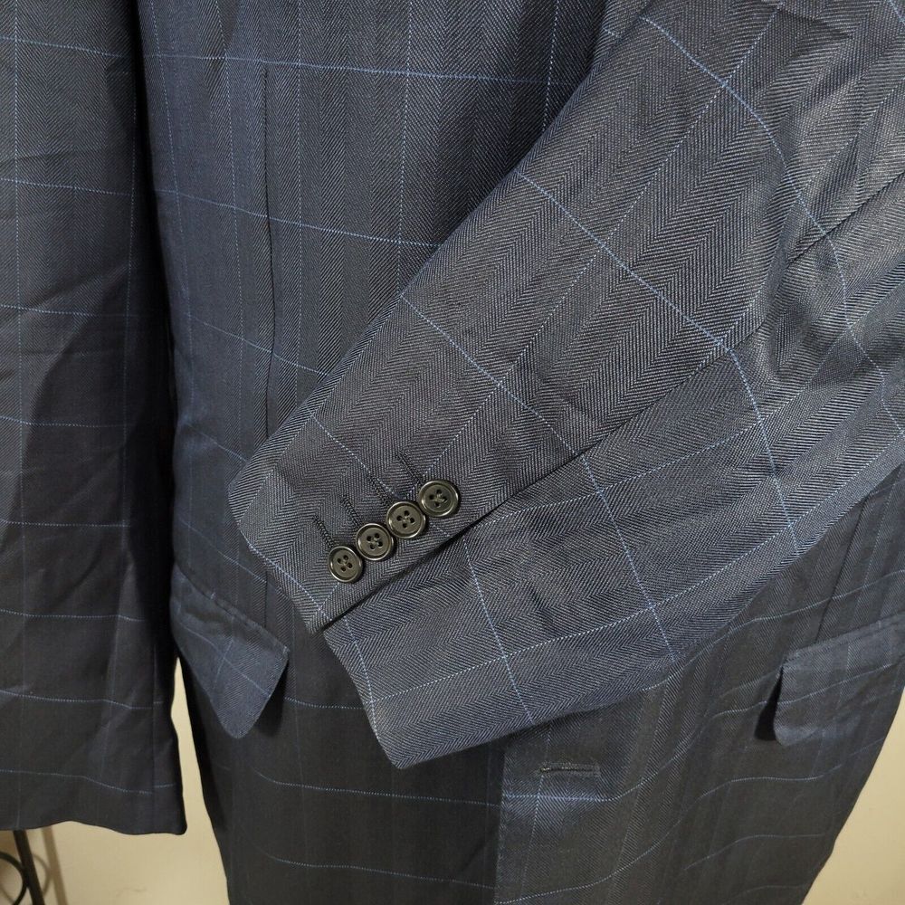 Canali‎ AL13320/00 Men's Sport Coat Blazer Two Button Navy Plaid Silk Wool 52XL - Picture 11 of 16